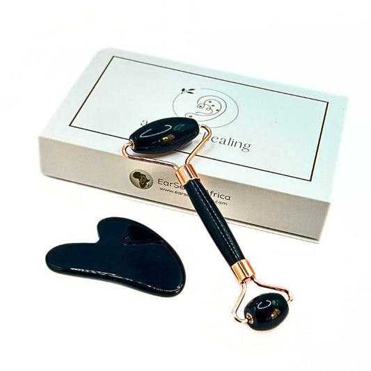 Obsidian Quartz Guasha Roller Set