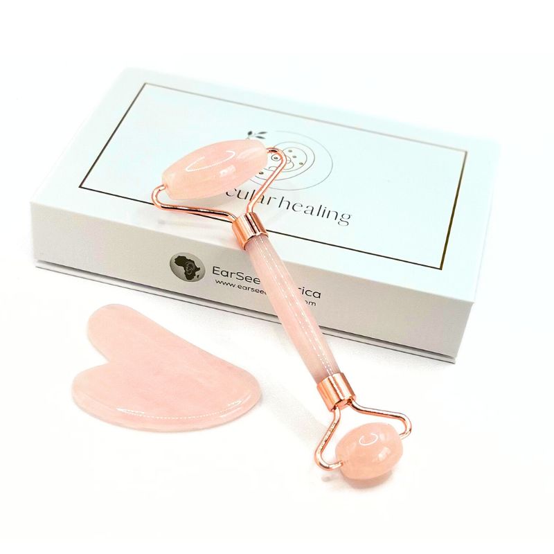 Rose Quartz Guasha Roller Set