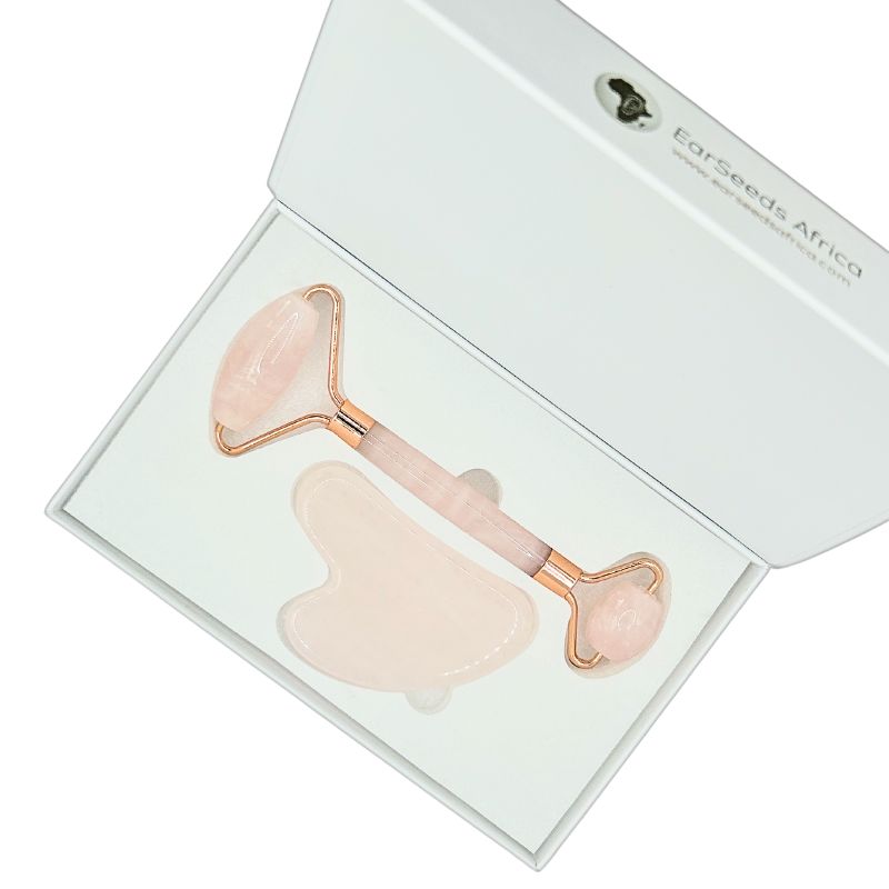 Rose Quartz Guasha Roller Set