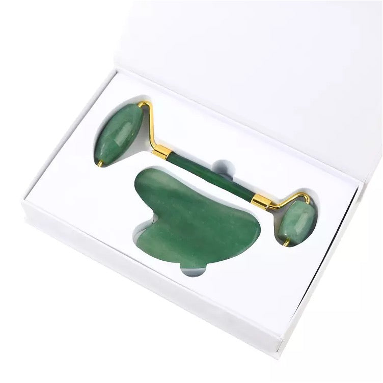 Jade guasha roller set